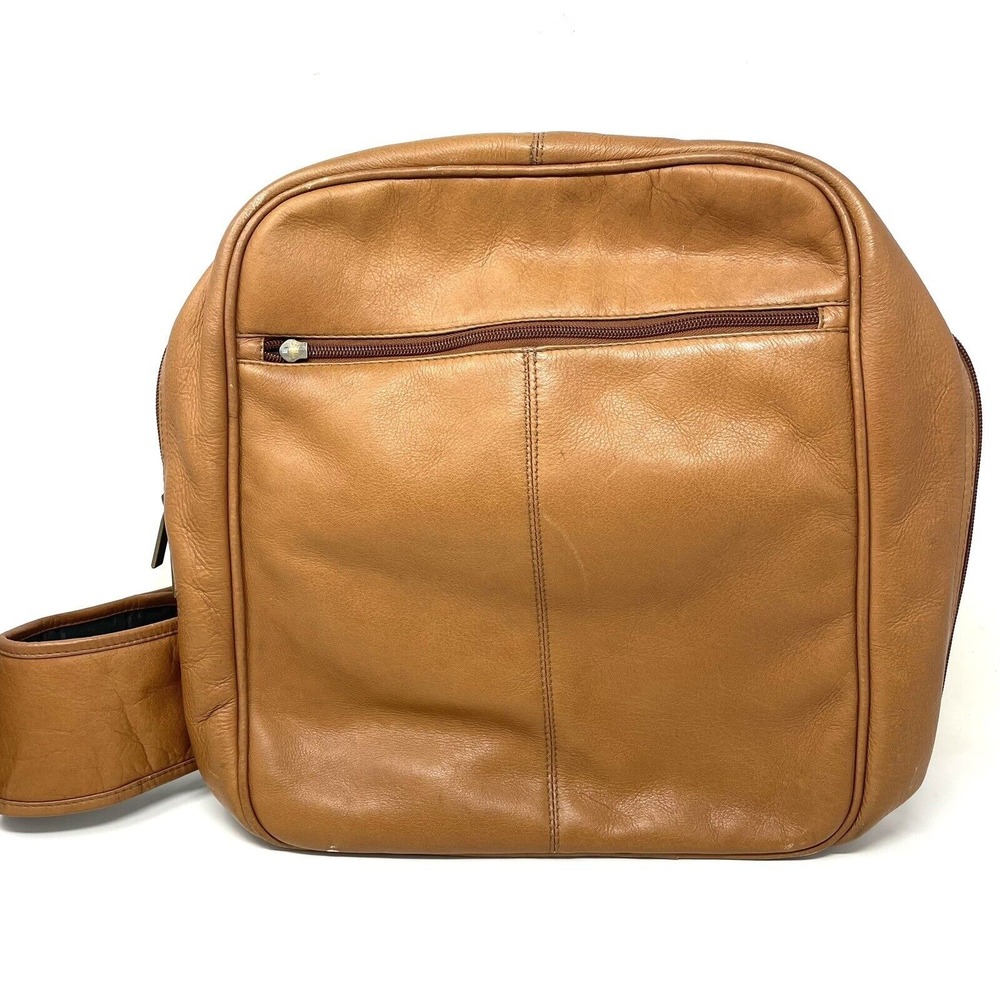 Le Donne Leather Bag Messenger Backpack Laptop Brown Caramel